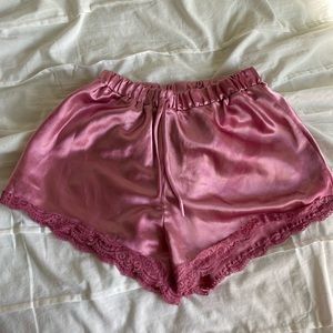 pink satin sleep wear shorts